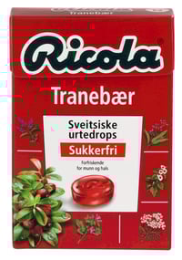 Ricola Tranebær Sukkerfri 50g