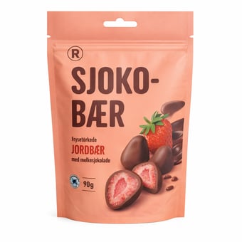 SJOKO-BÆR Frysetørkede jordbær med melkesjokolade