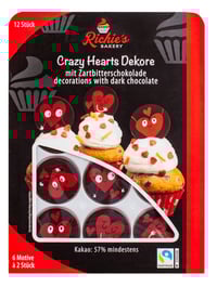 Sjokoladedekor Crazy Hearts 12stk Richie's