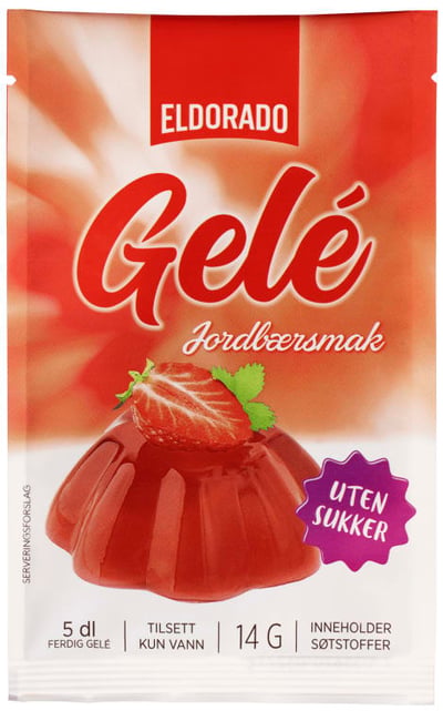 Jordbærgele u/Sukker 14g Eldorado