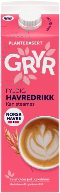 Gryr Havredrikk Fyldig 1l Tine