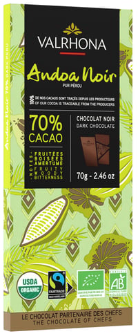 Mørk Sjokolade 70% Andoa Noire 70g Valrhona