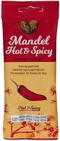 Mandel Hot & Spicy 50 g On The Go Påfyll med God Samvittighet