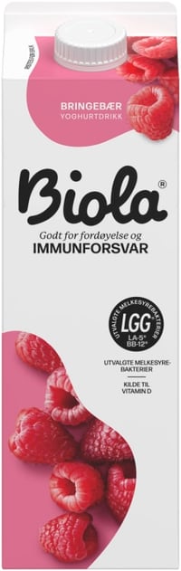 Biola Syrnet Melk Bringebær 1000g Tine