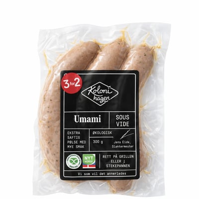 Kolonihagen Umami Økologisk pølse av svine- og storfekjøtt med krydder