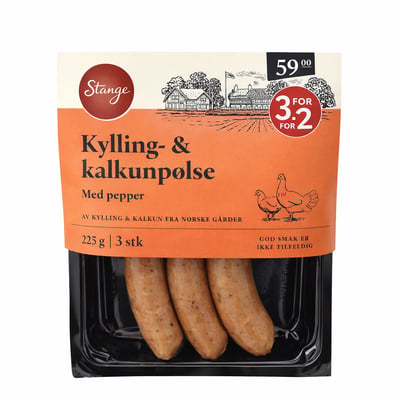 Kylling- og kalkunpølse med pepper