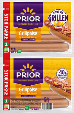 Grillpølser Av Kylling Kalkun 2x600g Prior