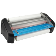 PSE LavaLam 27-inch thermal roll laminator with film loaded and heated rollers ready for classroom poster lamination