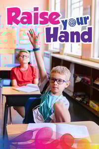 Wide format printer template of a child raising his hand