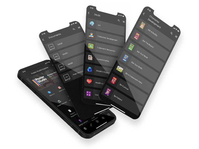 Use your phone to design and print posters. Poster Studio mobile app has education templates to create from easily and print from anywhere!