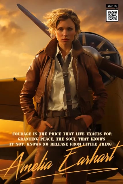 amelia earhart visual with qr code
