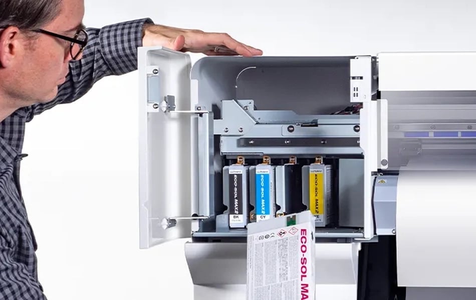 Flex Series 30_7 Flex Series Poster Printer Cutter showing ink cartridges