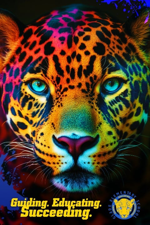 Colorful jaguar school poster representing success in education