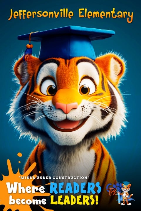 Tiger mascot with graduation cap in poster, created by poster making machine