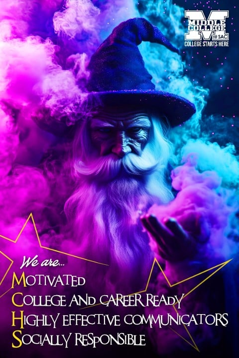 Motivational wizard-themed poster created by a school poster printer