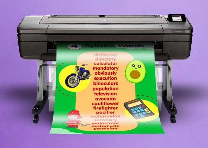 Detailed educational poster printed on a school poster maker system