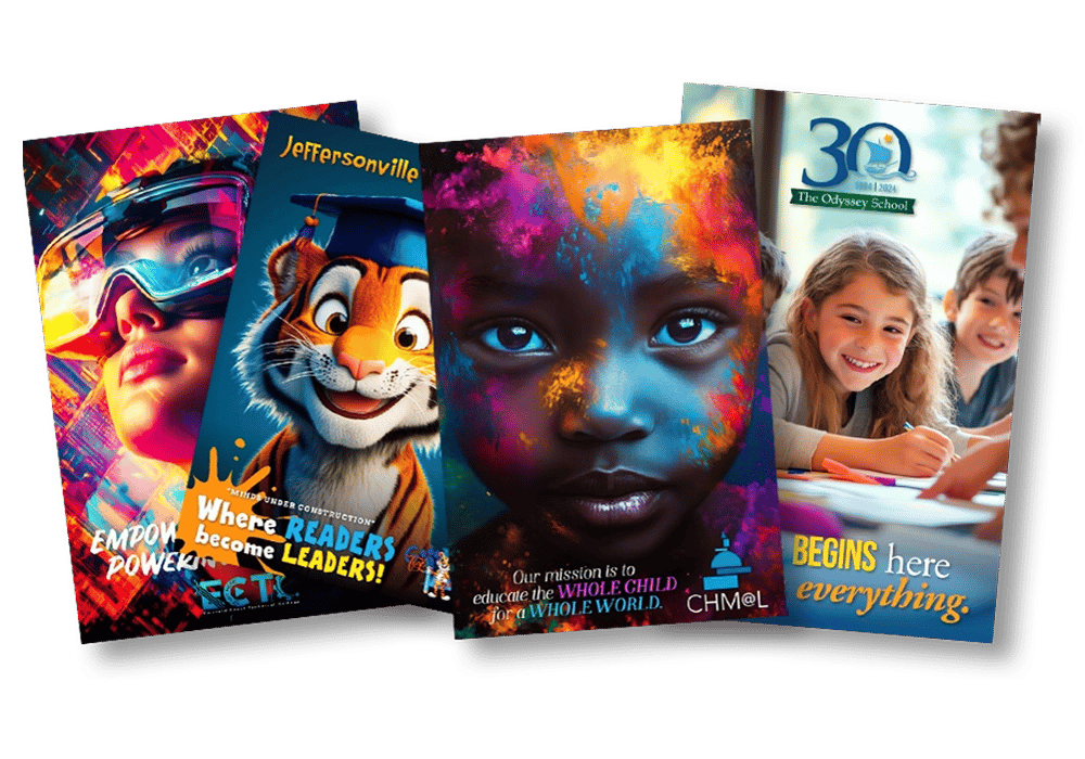 vibrant set of custom school posters created by Poster Studio Express graphic designer