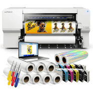 Flex 30 Package A with printer, accessories, extra ink, and design software