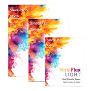VersiFlex Light Heat Transfer Paper in 13x19, 11x17, and 8.5x11 sizes for sublimation printing