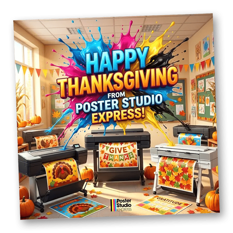 Thanksgiving school posters with poster maker machines