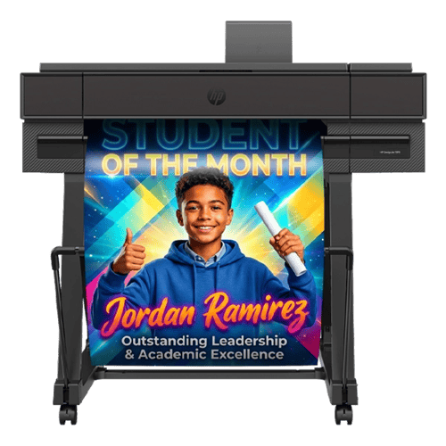Campus Pro 24 Poster Maker printing a student of the month poster