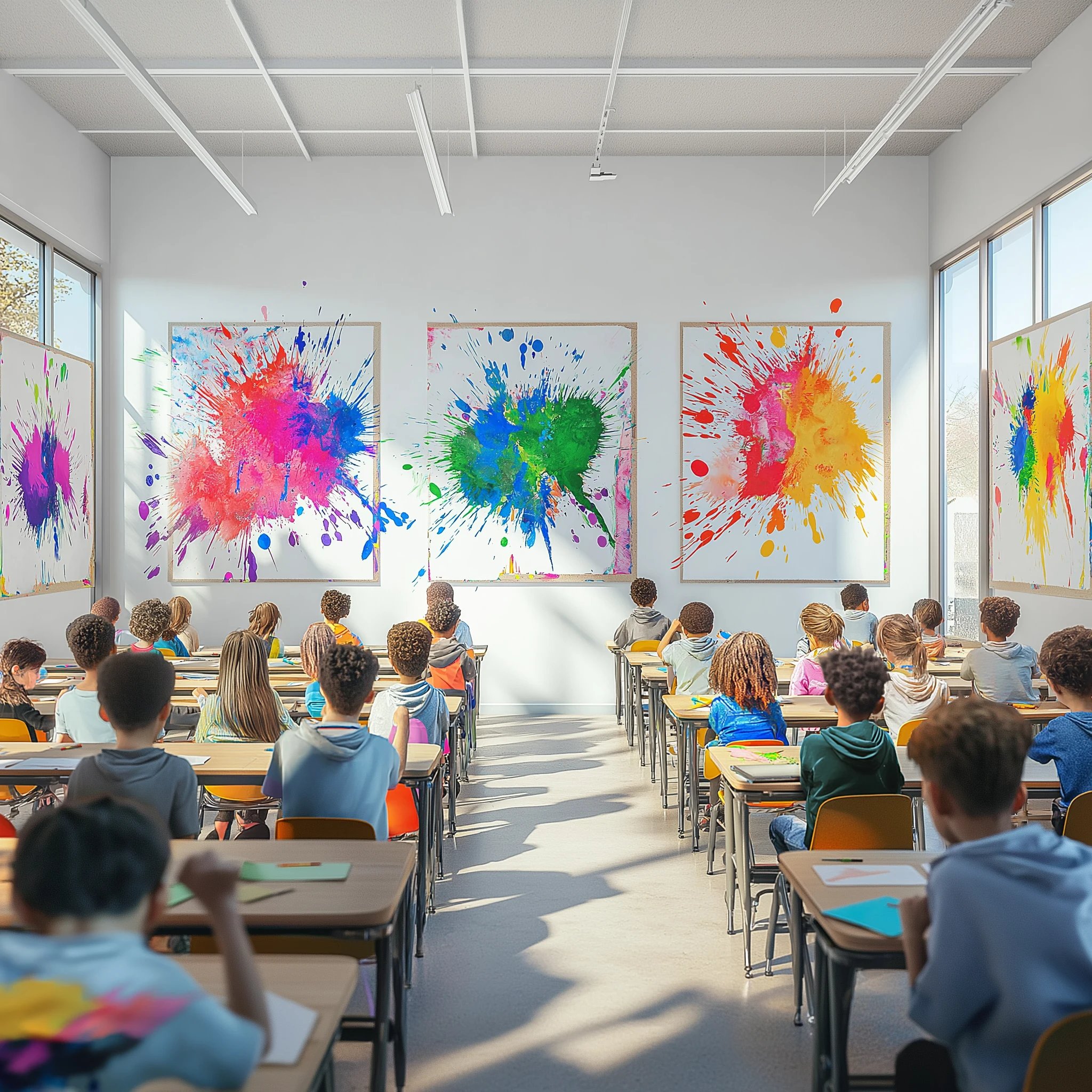 Walls with exploding color from poster makers for schools. Create a Dynamic Learning Space