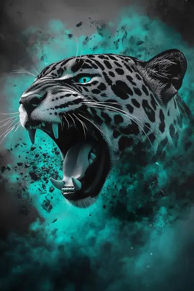 Roaring jaguar poster created with a poster printer for schools.