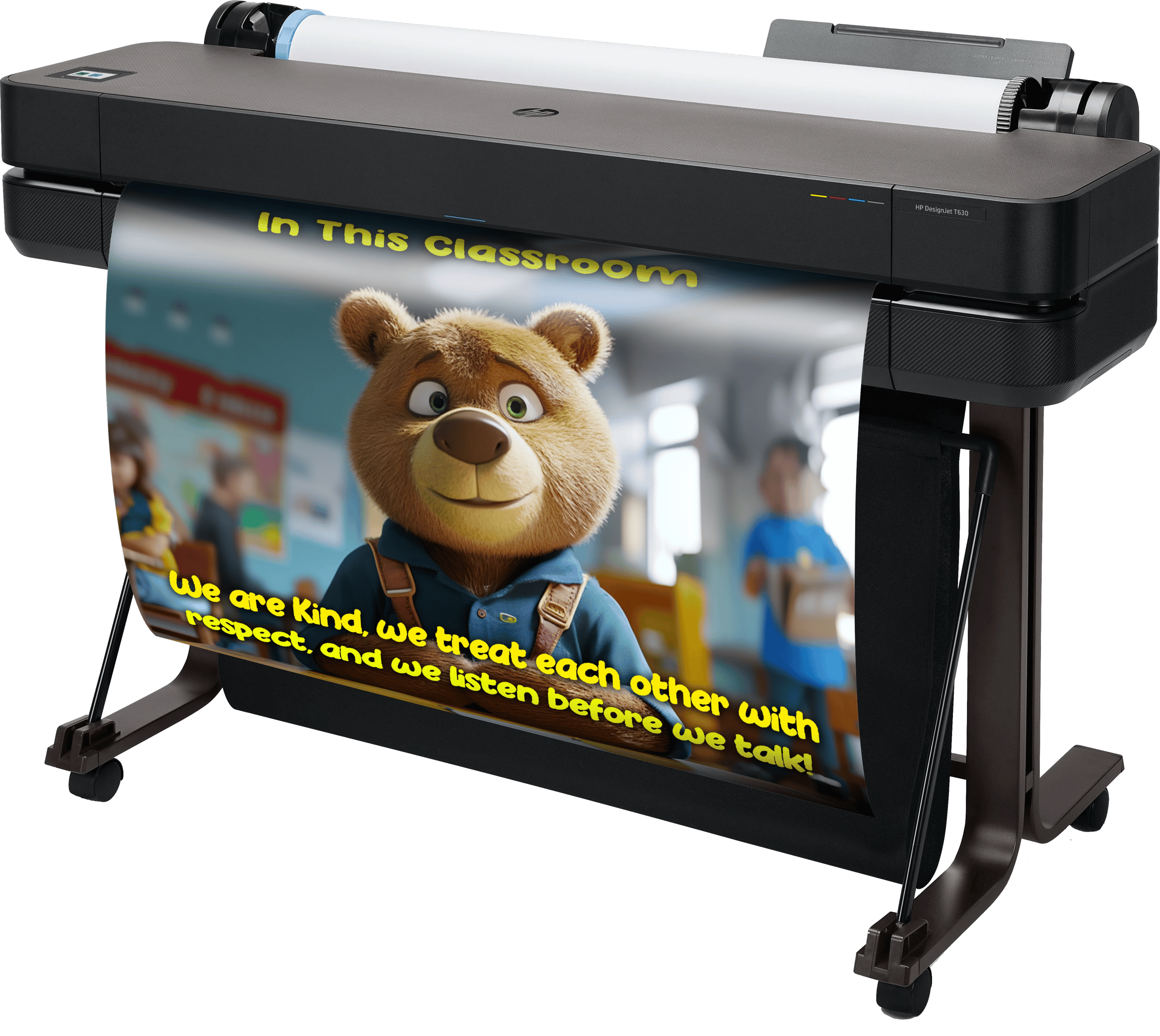 school poster maker with classroom rules printed on poster