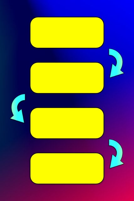 Yellow flowchart graphic organizer with arrows on blue and red gradient background for school poster makers