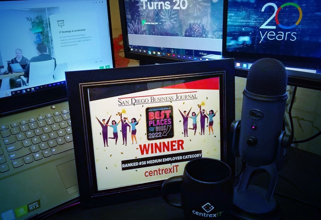 centrexIT Best Places to Work trophy 2022