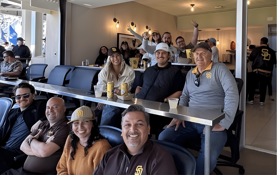 centrexIT team at Padres Opening Day with clients