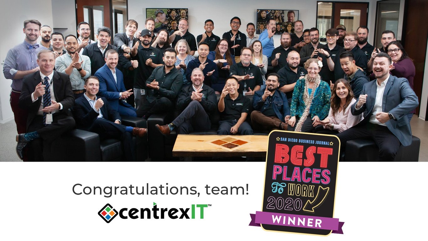 centrexIT recognized as one of San Diego Business Journal’s Best Places to Work 2020