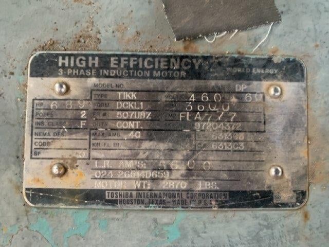 toshiba 600 hp 3600 rpm 507udz squirrel cage motors 84643