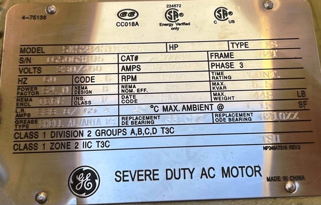 general electric 25 hp 1800 rpm 284t squirrel cage motors 87788