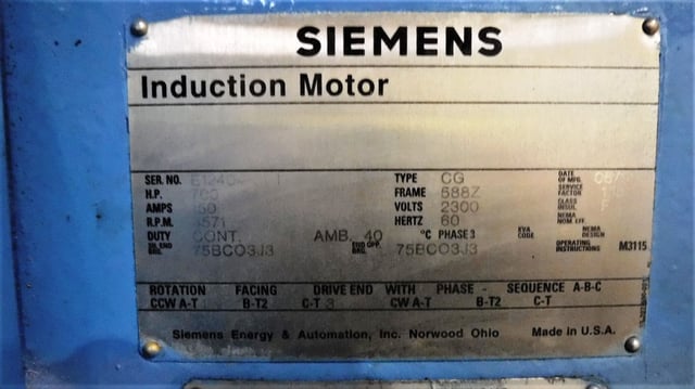 siemens 700 hp 3600 rpm 588z squirrel cage motors 82231