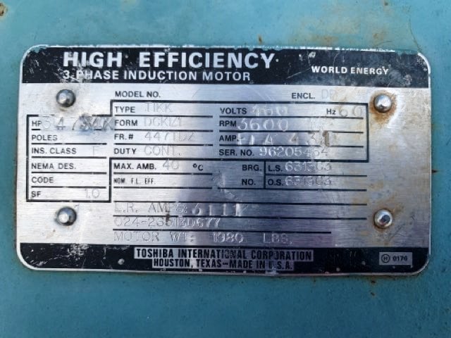 toshiba 350 hp 3600 rpm 447tdz squirrel cage motors 84650