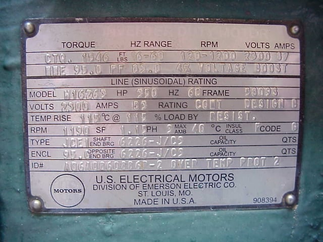 us electric 350 hp 1200 rpm 5809s squirrel cage motors m9750