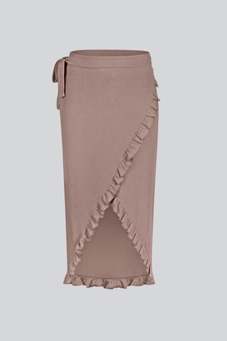 Brown Tie Waist Wrap Maxi Skirt