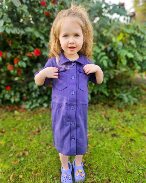 Red Utility Girls Shirt Dress (2yrs-9yrs)