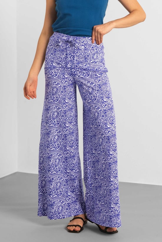 Womens Paisley Printed Wide Leg Trouser