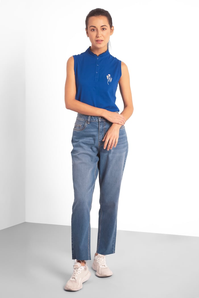 Womens Regular Fit Sleeveless Pique Polo