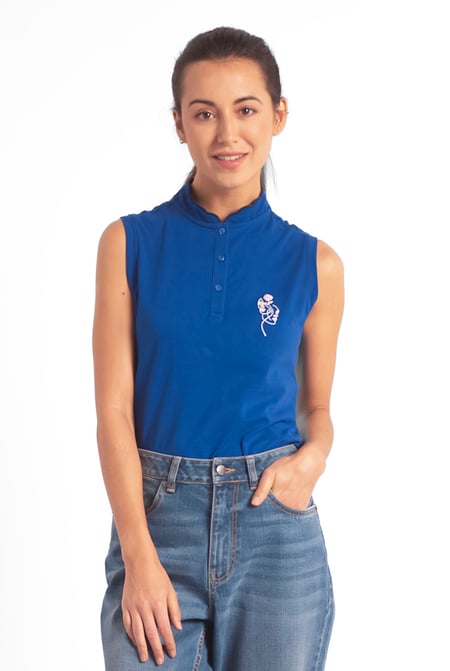 Womens Cream Regular Fit Sleeveless Pique Polo