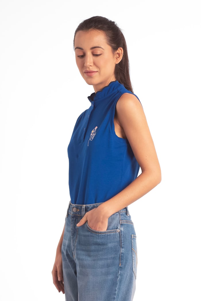 Womens Regular Fit Sleeveless Pique Polo