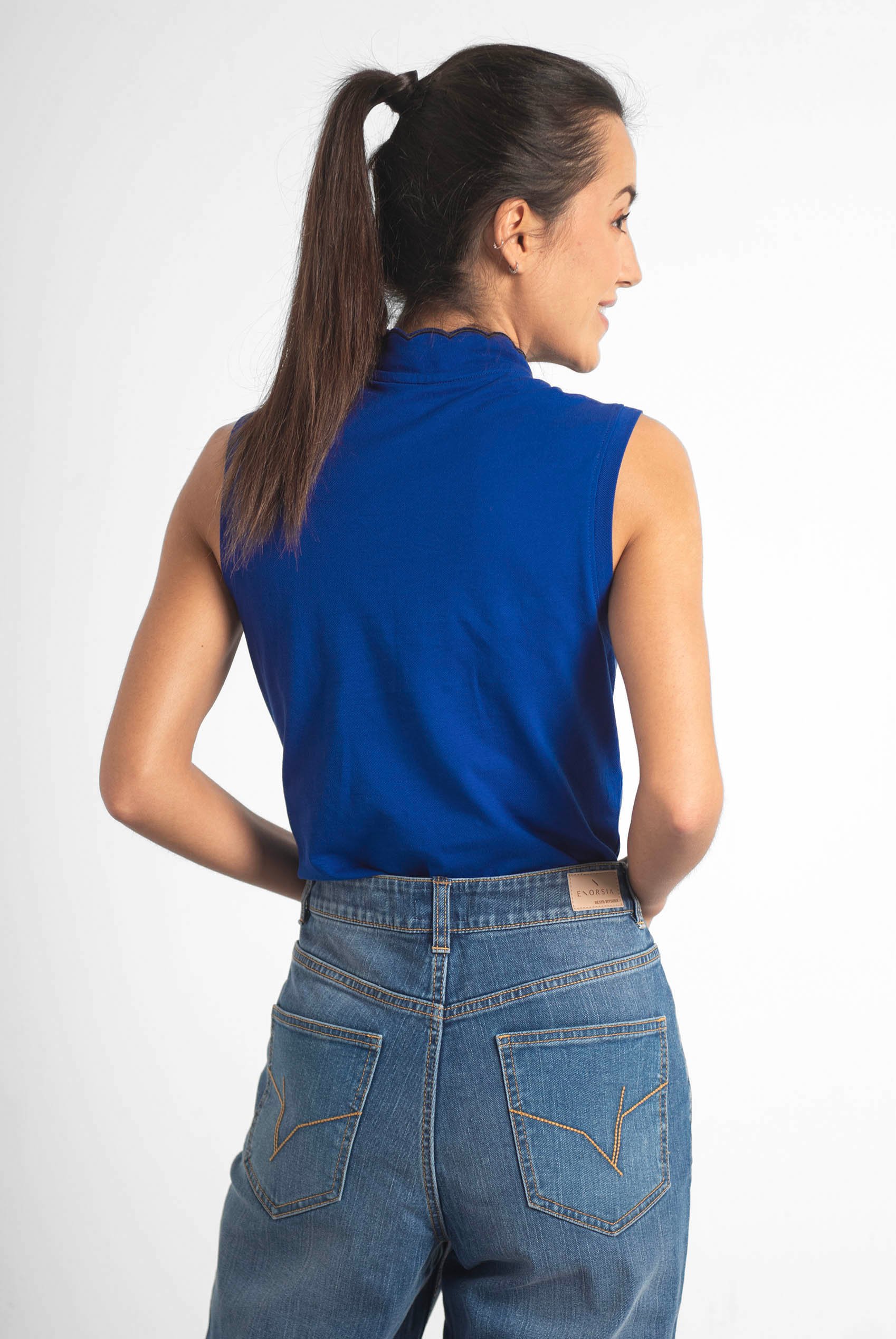 Womens Regular Fit Sleeveless Pique Polo