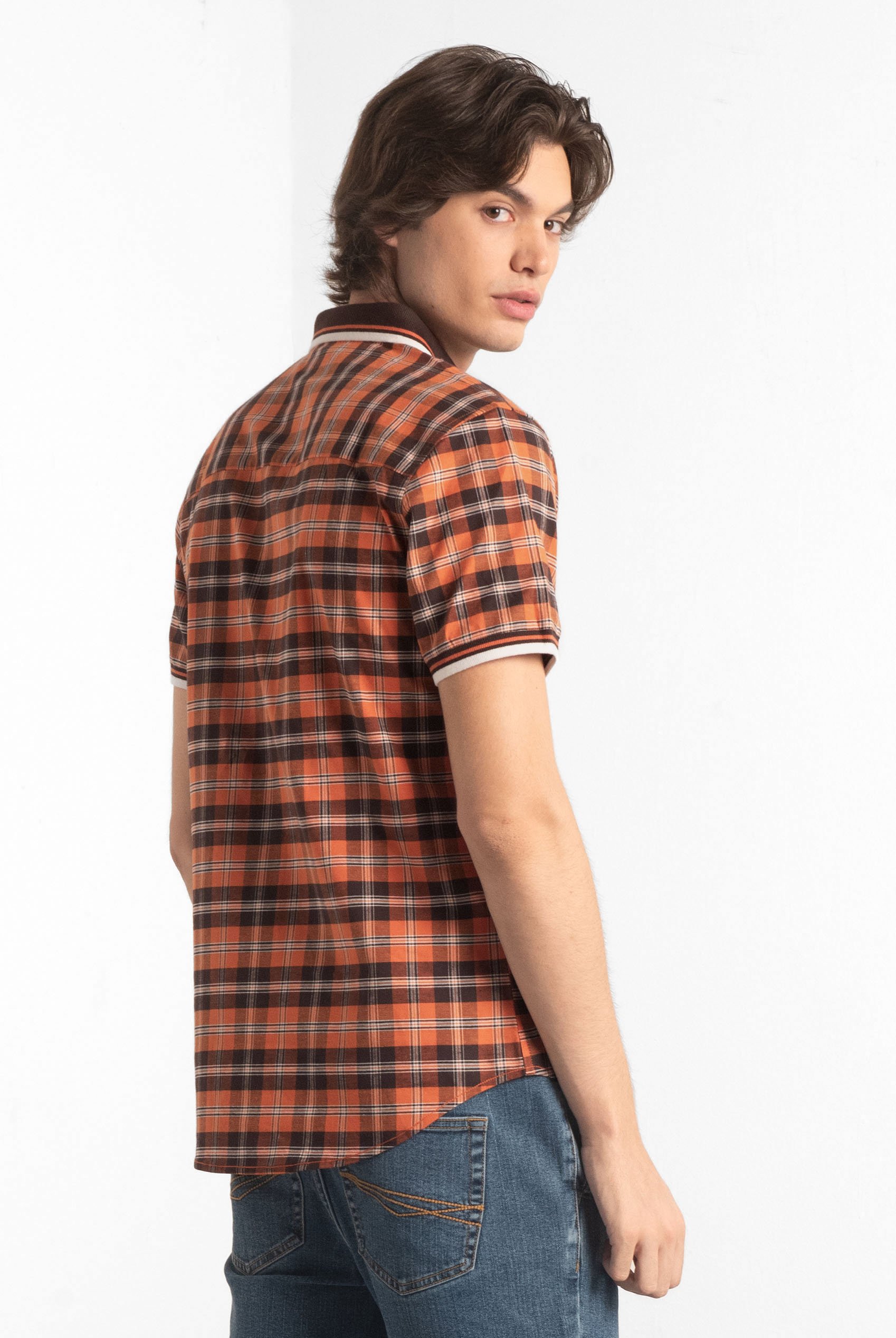 Mens Short Sleeve Shirt With Rib Collar
