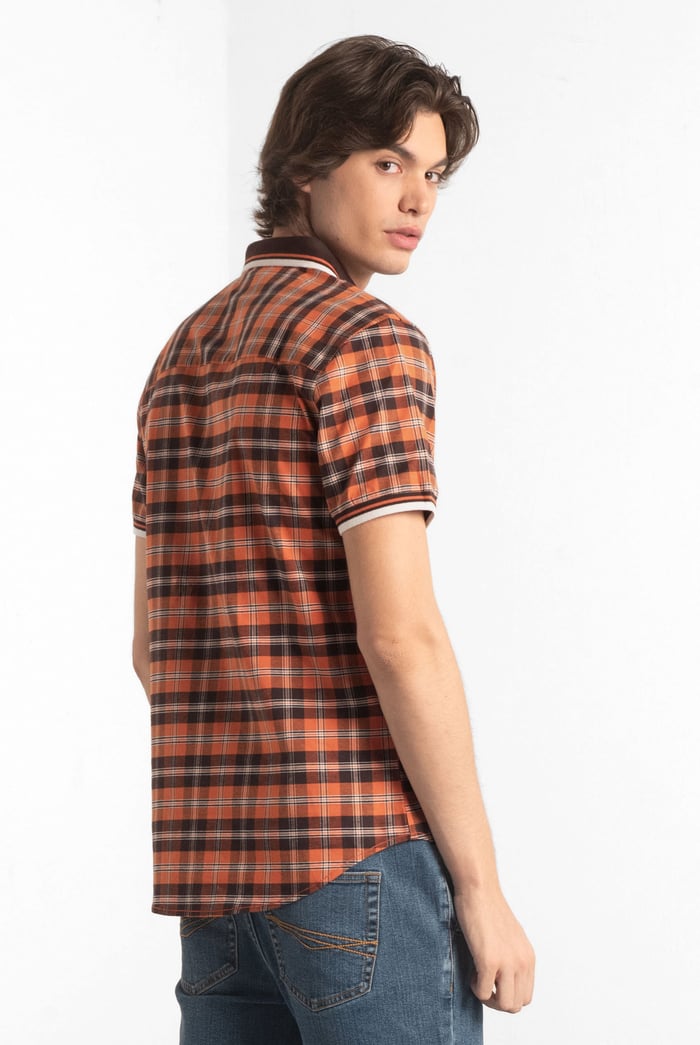 Mens Short Sleeve Shirt With Rib Collar