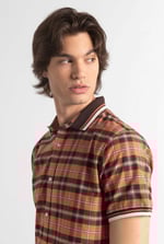 Mens Short Sleeve Shirt With Rib Collar
