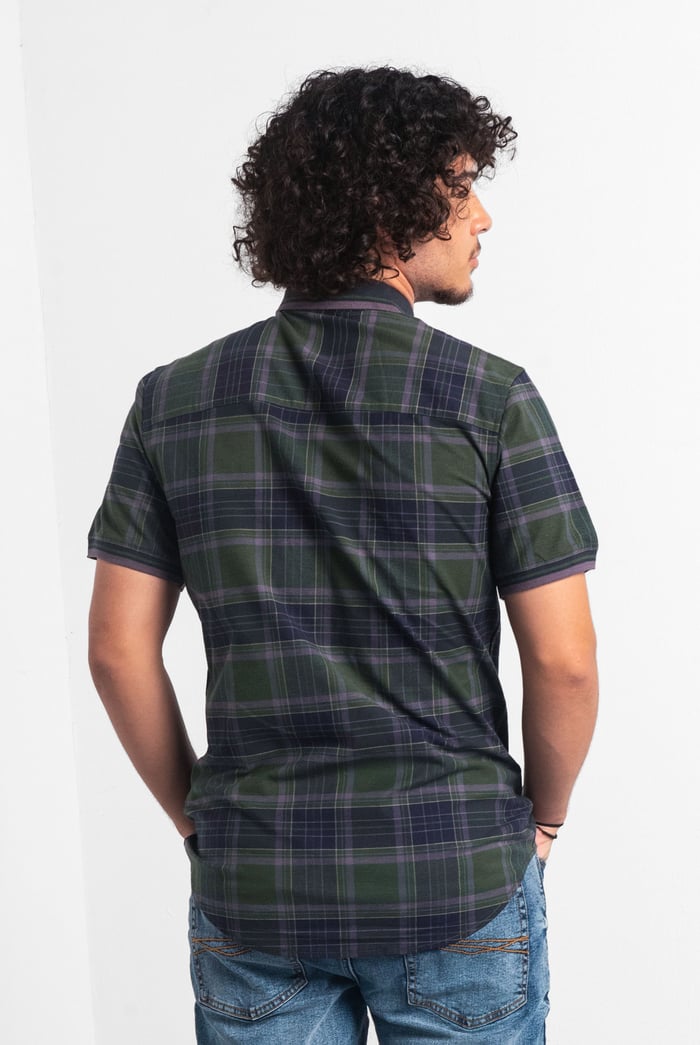 Mens Short Sleeve Shirt With Rib Collar
