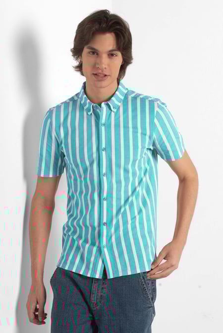 Yellow Short Sleeve Stripe Jersey Shirt