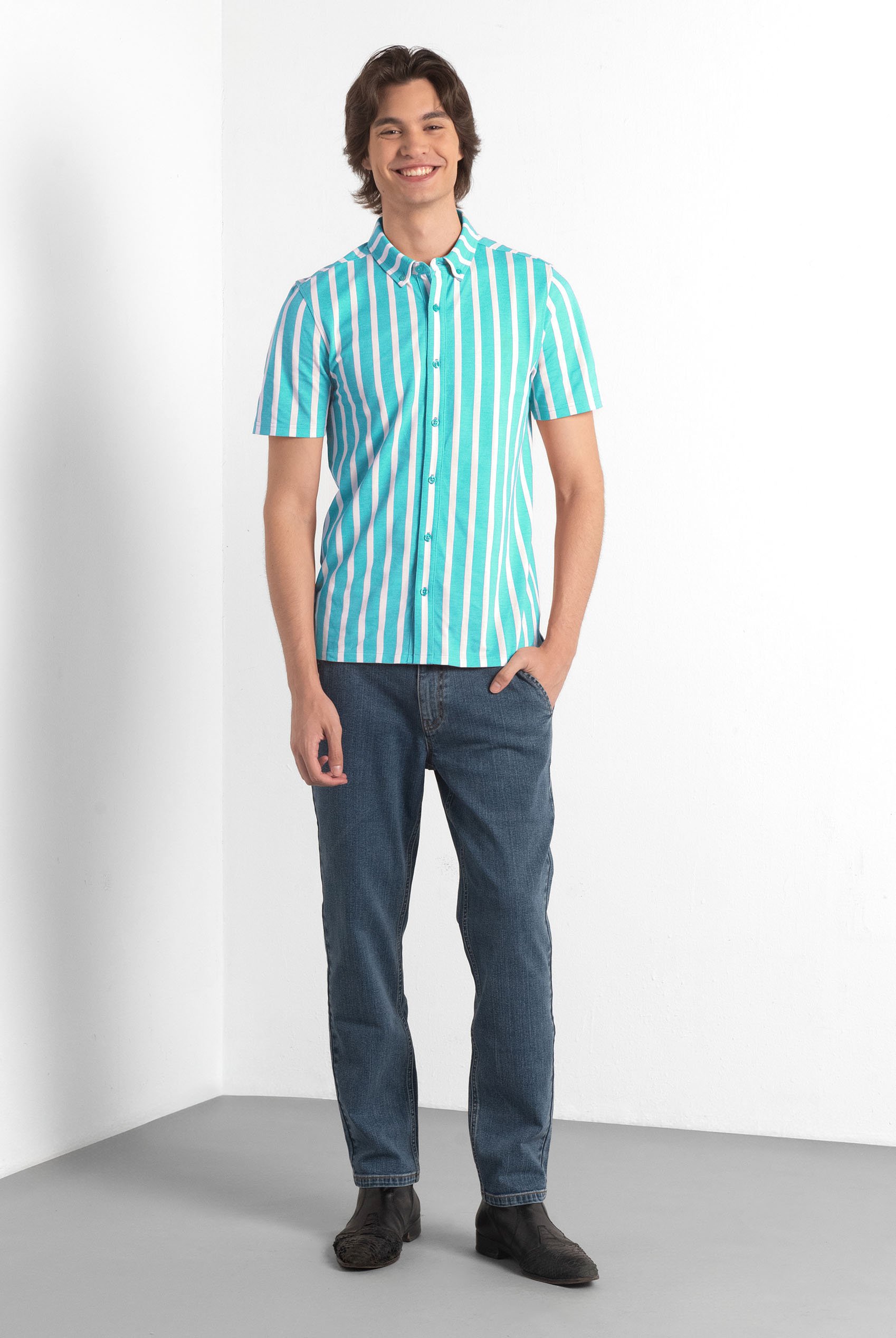 Short Sleeve Stripe Jersey Shirt